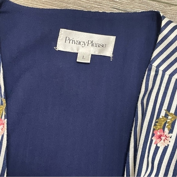Privacy Please Revolve Wrap Stripe Floral Ruffle Dress Size Large. - Picture 7 of 9